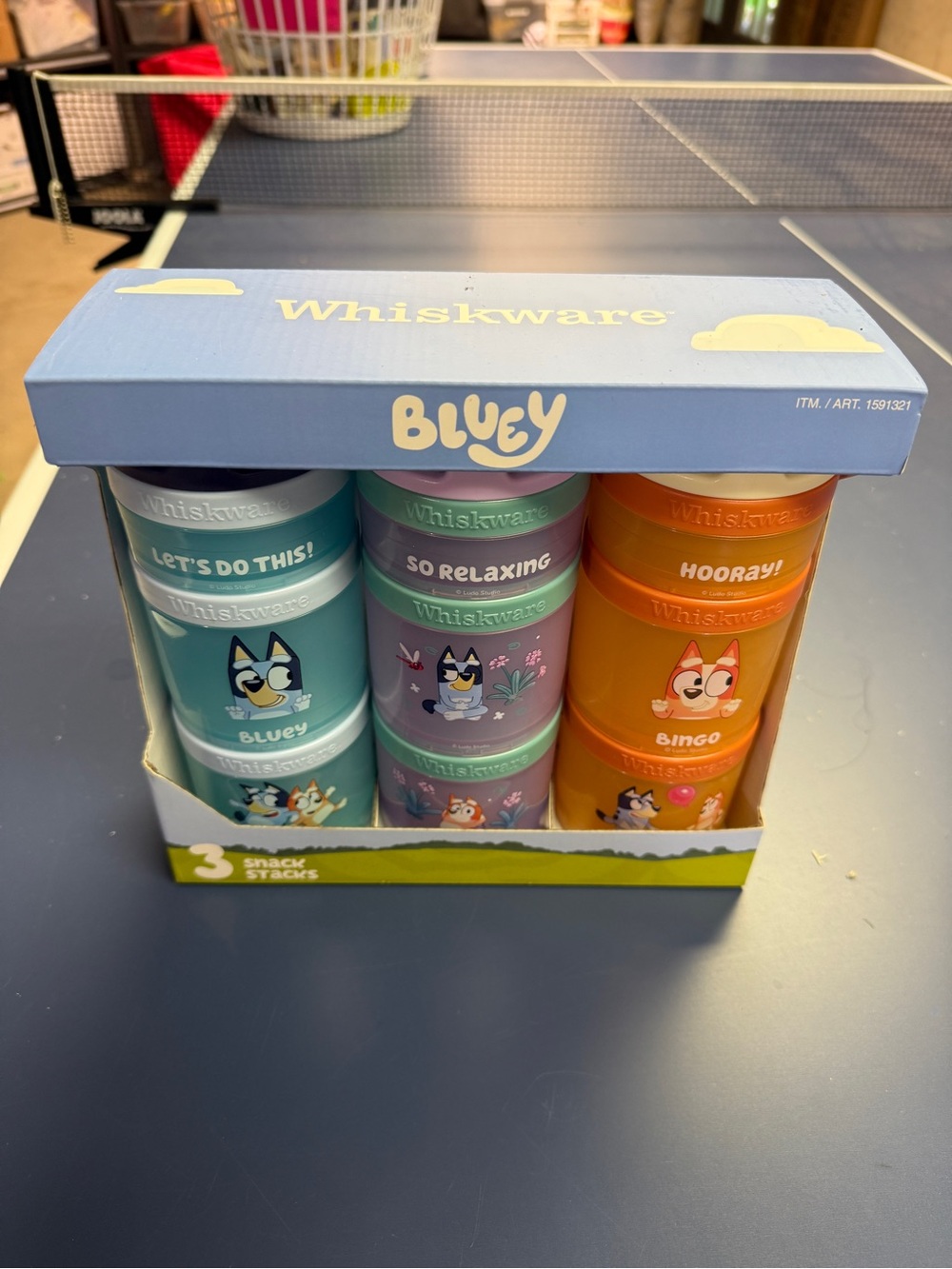 New Whiskware Bluey 3-Pack Snack Stacks Containers - Blue, Purple, Orange